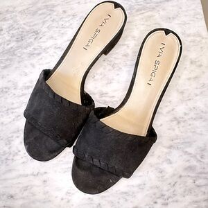 Via Spiga Real Suede Low Heel Slip On Mule Sandals